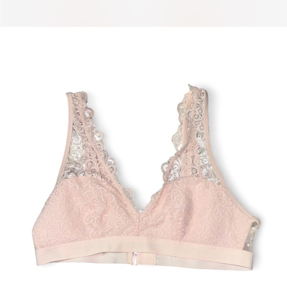 Lace Bralette Pink Floral Lingerie Unpadded Comfortable Everyday Bra